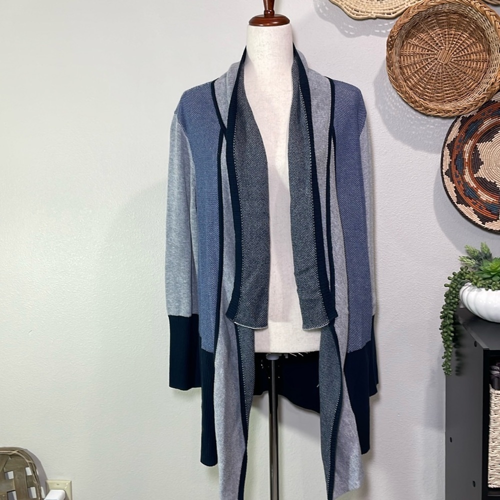 Tribal Women’s Color Block Open Front Drape Cardigan Size Large